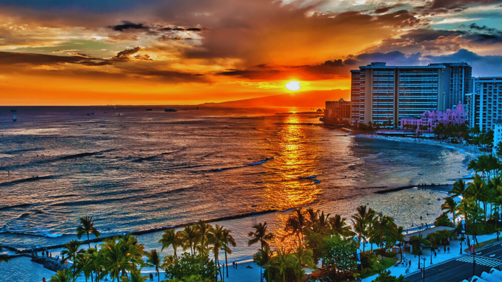 Sunset From Waikiki Beach